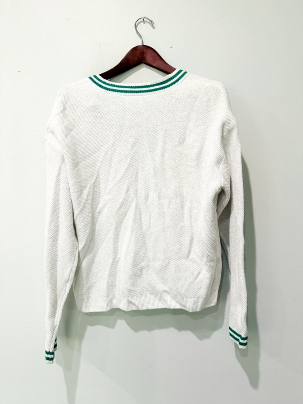 Alo Yoga Tennis Club Sweater Knit Cardigan White Spruce Green Women's S - Picture 6 of 6